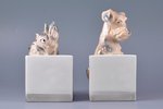 figurine, bookends "Dogs", faience, Riga (Latvia), Riga porcelain factory, the 40ies of 20th cent.,...