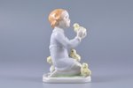 statuete, meitene ar cāļiem, porcelāns, Rīga (Latvija), PSRS, Rīgas porcelāna rūpnīca, 20 gs. 40tie...