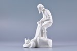 figurine, the old man and the goldfish, bisque, Riga (Latvia), USSR, sculpture's work, Riga porcelai...