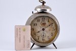 alarm clock, "Junghans", Germany, the beginning of the 20th cent., metal, Ø 100 mm, Not in working c...