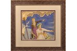Strunke Niklāvs (1894-1966), "Jānņuvakars", 1959 g., papīrs, akvarelis, 34x38 cm, muzejisks stikls...