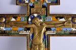 крест, распятие, инициалы мастера Г.М.К., медный сплав, 6-цветная эмаль, Российская империя, 38x19.5...