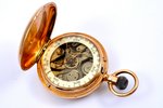 карманные часы, двустороние, Франция, начало 20-го века, золото, 14 K проба, 91.7 г, Ø 49.5 мм, испр...