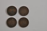 5 пенни, 1867, 1888, 1889, 1905 г., медь, Российская империя, Финляндия, Ø 25 мм...