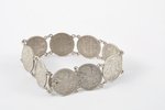 a bracelet, made from 15-copeck coins, silver, 28.3 g., Russian empire...