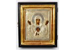 икона, киот, "Знамение Пресвятой Богородицы", серебро, 84 проба, рубеж 19-го и 20-го веков, 18x14.5...