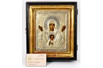 икона, киот, "Знамение Пресвятой Богородицы", серебро, 84 проба, рубеж 19-го и 20-го веков, 18x14.5...