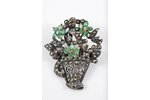 a pendant, a brooch, silver, 8.85 g., the item's dimensions 5 X 4 cm, emerald, the 40-50ies of 20 ce...