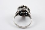 a set, a ring, necklace, silver, 18.25 g., the size of the ring 16.5, garnet, the 40-50ies of 20 cen...