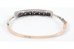 a bracelet, gold, silver, 375 standard, 10,6 g., the diameter of the bracelet 7 см cm, diamonds, rub...