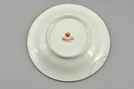 tea pair, from coral service, Kornilov Brothers manufactory, Russia, 1840-1860, saucer Ø 15 cm, cup...