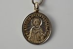 pendant icon, Saint Michael of Tver, Saint Anna of Kashin, silver, 84 standard, Russia, the border o...