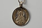 pendant icon, Saint Michael of Tver, Saint Anna of Kashin, silver, 84 standard, Russia, the border o...