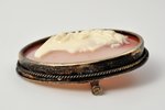a brooch, cameo, silver, plastic, 875 standard, 7.95 g., the item's dimensions 4.15 x 3.55 cm, 1921-...