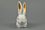 figurine, Hare, porcelain, Riga (Latvia), J.K.Jessen manufactory, the 30ties of 20th cent., 10 x 9 c...