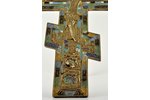 крест, Распятие, медный сплав, 7-цветная эмаль, Российская империя, 2-я половина 19-го века, 40.2 x...