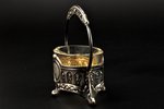 saltcellar, silver, 875 standard, engraving, silver stamping, glass, h 6.2, 4 x 6.8 cm, the 30ties o...