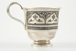 tea pair, silver, in a box, 875 standard, 130.95 g, engraving, niello enamel, Ø = 11.1 cm, h (with h...