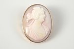 a brooch, cameo, gold, 56 standard, 7.10 g., the item's dimensions 3 x 2.4 cm, the beginning of the...