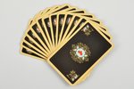 set of playing cards in leather case, 150th Anniversary, Leningrad Color Printing Combine 1817-1967,...