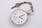 pocket watch, "Tavannes Watch Co", KAMA, Switzerland, silver, 875 standart, 75.75 g, Ø 50 mm, key wi...