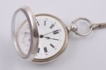 pocket watch, "Cylindre", Switzerland, the 18th cent., silver, 800 standart, 96.25 g, Ø 51 mm, key w...