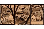 Сута Роман (1896-1944), триптих "Пенза", 1916-1917 г., бумага, смешанная техника, 17x12 (*3) см, Пен...