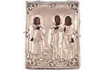 icon, Holy Martyrs and Confessors Gurias, Samon and Habib, board, silver, painting, 84 standart, Rus...