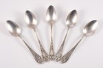 set of 5 teaspoons, silver, 5, 84 standart, 1908, 170.50 g, "Grachev Brothers", St. Petersburg, Russ...