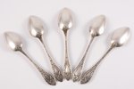 set of 5 teaspoons, silver, 5, 84 standart, 1908, 170.50 g, "Grachev Brothers", St. Petersburg, Russ...