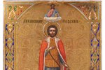 icon, Saint Alexander Nevsky, board, painting, gold leafy, the 2nd half of the 19th cent., 22.3 x 17...