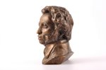 krūšutēls, A. Puškins, bronza, 17.6 x 13.3 cm, PSRS, 20. gs....