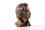 krūšutēls, A. Puškins, bronza, 17.6 x 13.3 cm, PSRS, 20. gs....