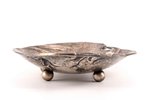 candy-bowl, Art Nouveau, "Warszawa" Plewkiewicz, brass, silver plated, Congress Poland, the border o...