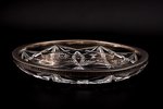 platter, silver, crystal, 875 standard, Ø 27 cm / h 5 cm, the 20-30ties of 20th cent., Latvia...