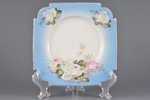 decorative plate, porcelain, Gardner manufactory, Russia, 1880-ties, 17 x 17 cm...