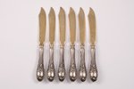 set of 6 fruit knifes, silver, 6, 84 standart, 1899-1908, 253.15 g, by Gutav Klingert, Moscow, Russi...