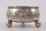 saltcellar, silver, 84 standart, engraving, 1888, 48.50 g, by Andrey Aleksandrov, Moscow, Russia, h...