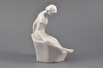 statuete, Sēdoša Meitene, porcelāns, Rīga (Latvija), PSRS, autordarbs, modeļa autors - Anatolijs Tra...