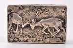 matches' holder, silver, "Hunters", 84 standard, 51.65 g, silver stamping, 6.1 x 4 x 2.1 cm, 1899-19...