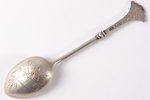 spoon, silver, 84 standard, 11.40 g, engraving, 10.9 cm, the beginning of the 20th cent....