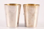2 beakers, silver, 84 standart, gilding, 1899-1908, 88.85 g, "Grachev Brothers", St. Petersburg, Rus...