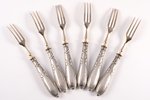 set of 6 dessert forks, silver, 84 standart, 1908-1917, (total weight of items) 129.45 g, Moscow, Ru...