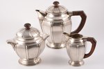 service: sugar-bowl, coffeepot, cream jug, silver, 950 standart, the 40ies of 20th cent., 464.90+240...