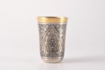 beaker, silver, 875 standart, gilding, niello enamel, engraving, 1976, 52.20 g, "Severnaya Chern" fa...