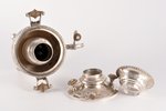 set: miniature samovar, small teapot, tray, drinking bowl, silver, 84 standart, engraving, (samovar)...