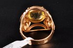 a ring, gold, 585 standard, 6.92 g., the size of the ring 18, quarz, the 70-80ies of 20th cent., cer...