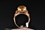 кольцо, золото, 585 проба, 6.92 г., размер кольца 18, кварц, 70-80е годы 20го века, сертификат качес...