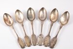 set of teaspoons, 6 pcs, silver, 84 standart, engraving, 1908-1917, 235.85 g, Morozov workshop, St....