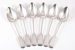set of 6 spoons, silver, 84 standart, 1908-1917, (total) 363.35 g, Moscow, Russia, 20 cm...
